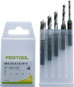 Festool  CE Stubby Brad Point Set 3-8mm  -  495130