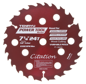 Tenryu 7-1/4" 24 Tooth Smooth Treated Lumber Blade -  PT-18524V