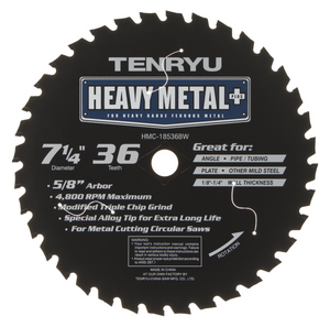 Tenryu 7-1/4" 36 Tooth Burr-Free Steel Blade - HMC-18536BW