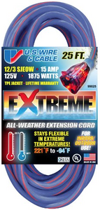 US Wire 12/3 All-Weather 25' Extension Cord - 99025