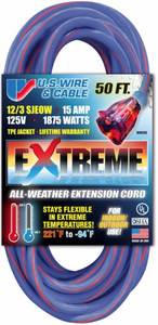 US Wire 12/3 All-Weather 50' Extension Cord - 99050