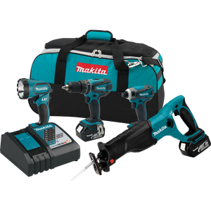 Makita 18 V LXT Lithium-Ion Cordless 4 piece Combo Kit - XT407