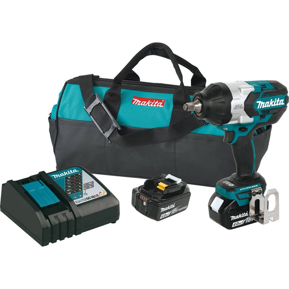 Makita 18-Volt LXT Lithium-Ion Brushless Cordless High Torque 1/2 in. Sq. Drive Impact Wrench Kit - XWT08M